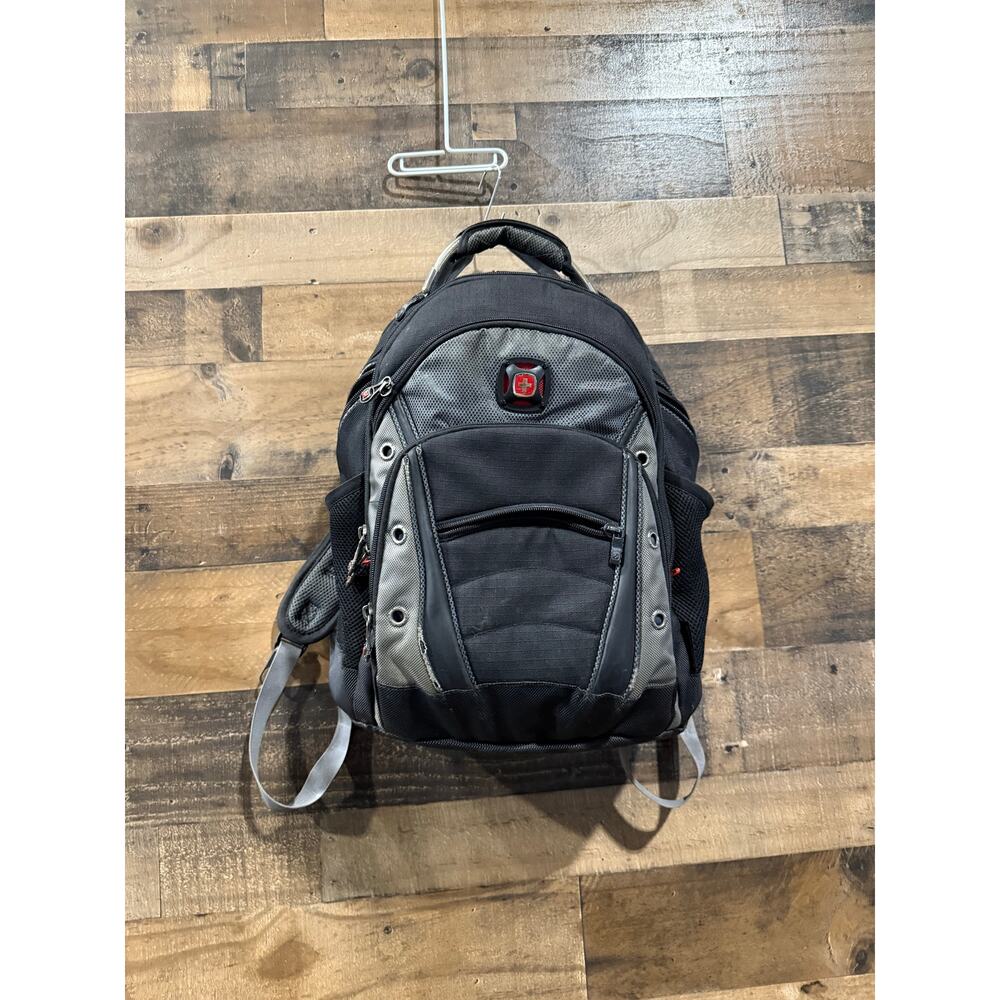 Wegner Laptop Backpack- Black/Silver/Red
